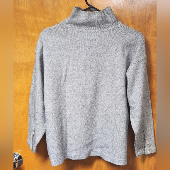 GAP Mock Neck Boxy Striped Pullover With Button Sleeve Detail S - Picture 2 of 9